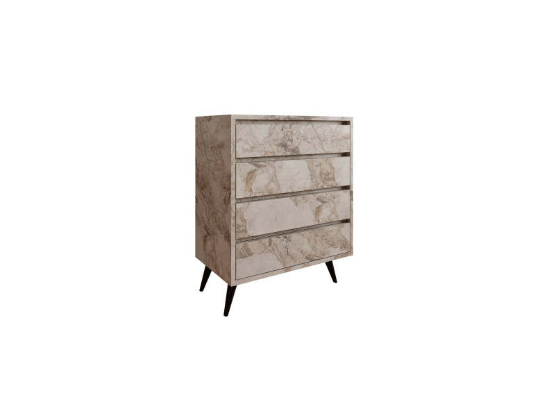 Suvera" wooden chest of drawers - 70 x 40 x 86 cm - Beige marbled
