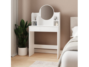 Idis" dressing table with wooden mirror - 75 x 35 x 135 cm - White 2