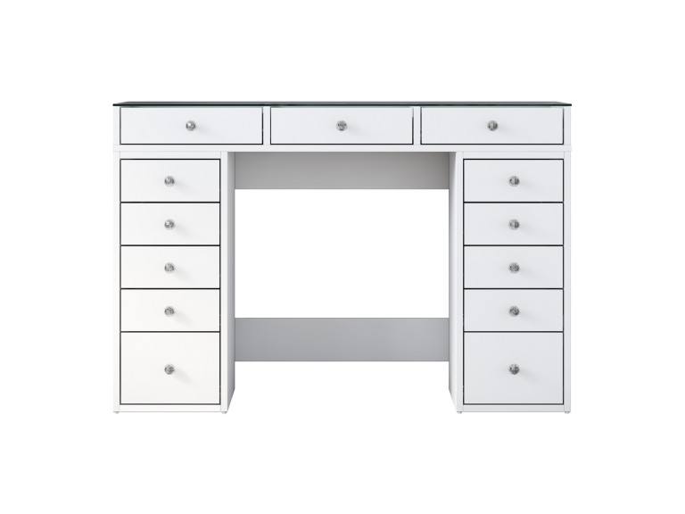 Sina" dressing table with integrated wooden drawers - 120 x 44 x 80 cm - White