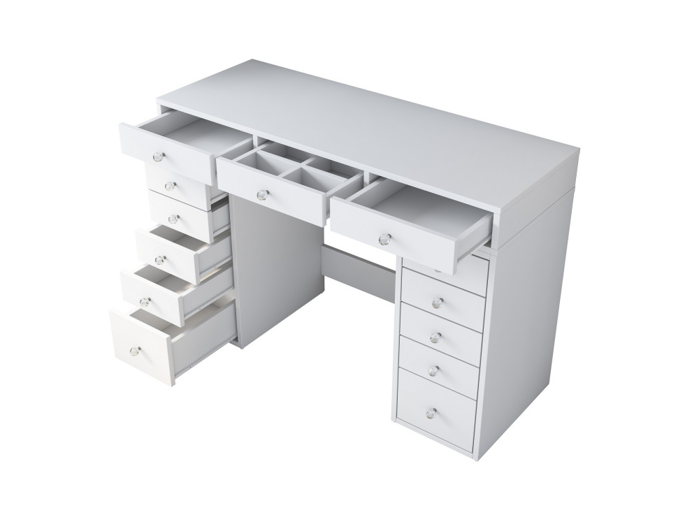 Sena" dressing table with integrated wooden drawers - 120 x 44 x 82 cm - White