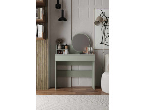 Harmony Mini Round" dressing table with wooden mirror - 90 x 40 x 133 cm - Green 2