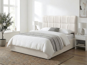 Alpe d'Huez" thick fabric bubble headboard - 160 cm - Beige 2