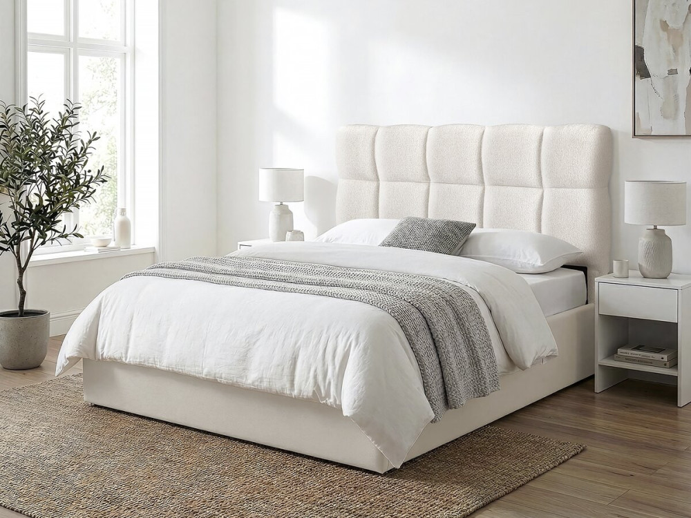 Alpe d'Huez" thick fabric bubble headboard - 160 cm - Beige