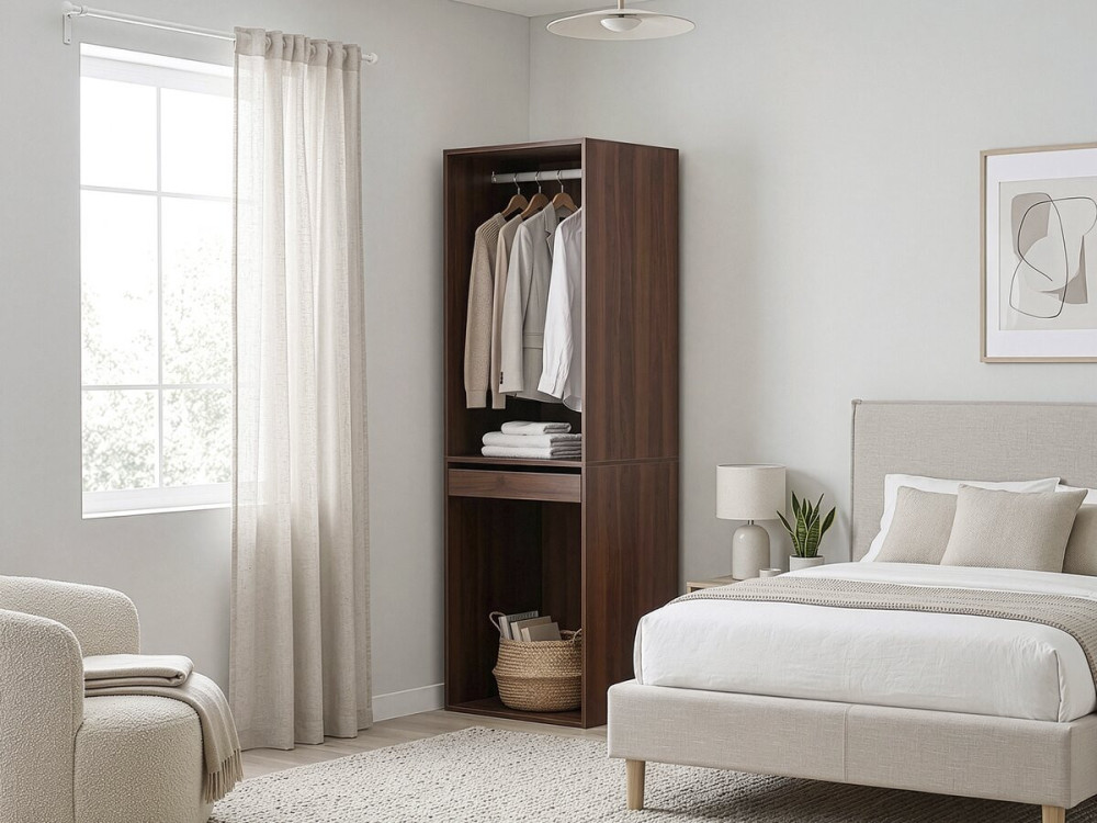 Opéra" wardrobe with hanging space - 60 x 45 x 180 cm - Brown