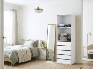 Opéra" wardrobe with 5 drawers and 2 shelves - 60 x 45 x 180 cm - White 2