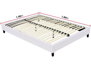 Upholstered slatted base - 140 x 190 cm - 20 slats - White 2