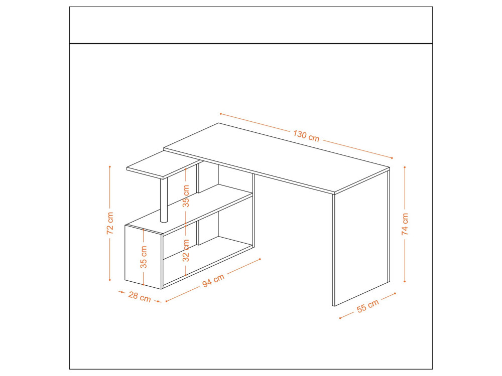 Gelincik" wooden study desk - 130 x 109 x 74 cm - White