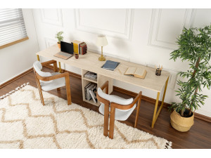 Twin Study Desk - 240 x 60 x 74 cm - TravertinOr 2