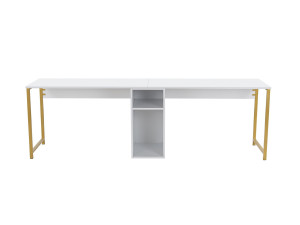 Twin Study Desk - 240 x 60 x 74 cm - White gold