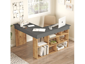 CT5" wooden desk - 129 x 120 x 72 cm - Atlantic Pine Anthracite 2
