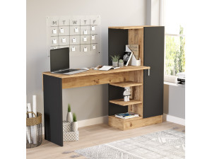 CT2" wooden desk - 152 x 40 x 120 cm - Atlantic Pine Black 2