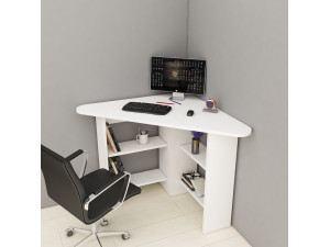 Corner" wooden desk - 80 x 80 x 73 cm - White 2