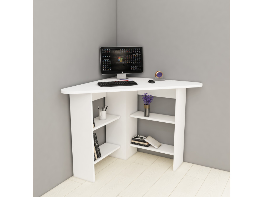 Corner" wooden desk - 80 x 80 x 73 cm - White
