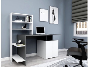 Melis" wooden desk - 146 x 60 x 128 cm - Anthracite White 2