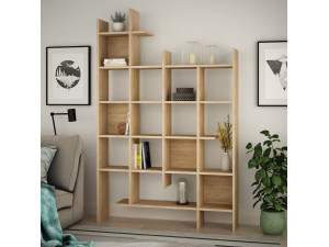 Manco" wooden bookcase - 122 x 25 x 188 cm - Oak 2