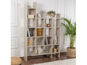 Manco" wooden bookcase 122 x 25.5 x 188 cm - Sandstone 2