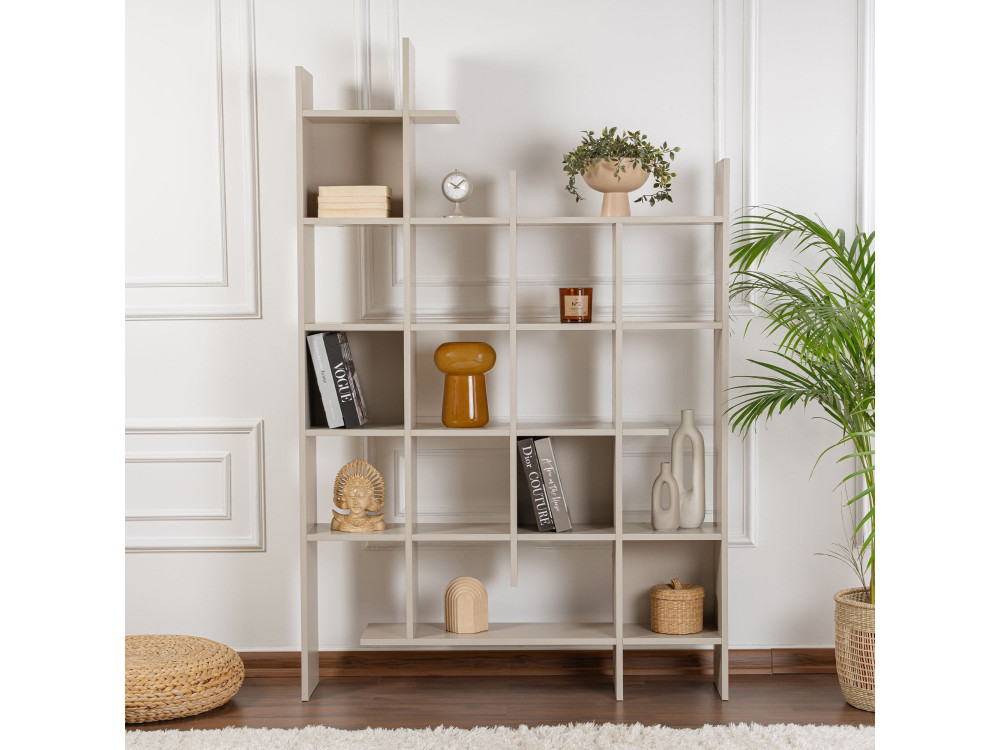 Manco" wooden bookcase 122 x 25.5 x 188 cm - Sandstone