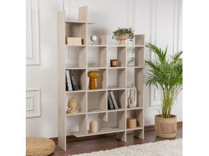 Manco" wooden bookcase 122 x 25.5 x 188 cm - Travertine 2