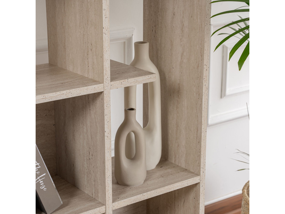 Manco" wooden bookcase 122 x 25.5 x 188 cm - Travertine