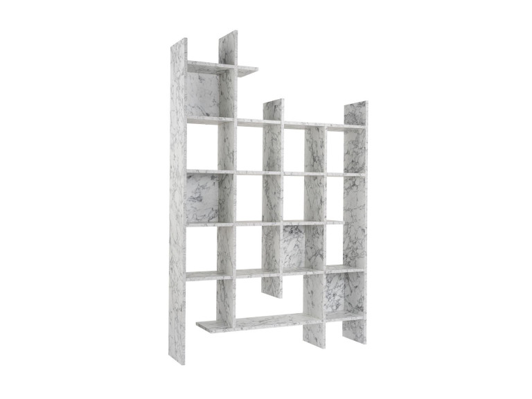 Manco" wooden bookcase 122 x 25.5 x 188 cm - Carrara marble