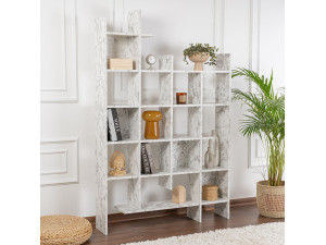 Manco" wooden bookcase 122 x 25.5 x 188 cm - Carrara marble 2