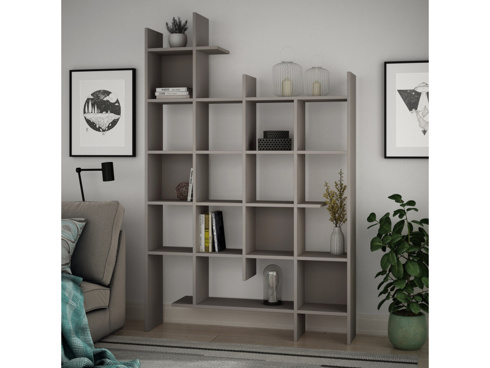 Manco" wooden bookcase 122 x 25.5 x 188 cm - Light Mocha