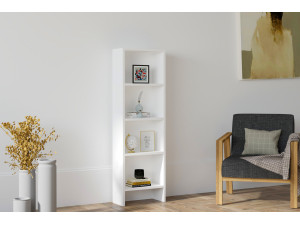 Barkin" wooden bookcase - 40 x 19 x 150 cm - White 2