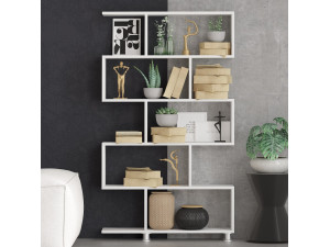 Nilüfer" wooden bookcase - 90 x 20 x 156 cm - White 2
