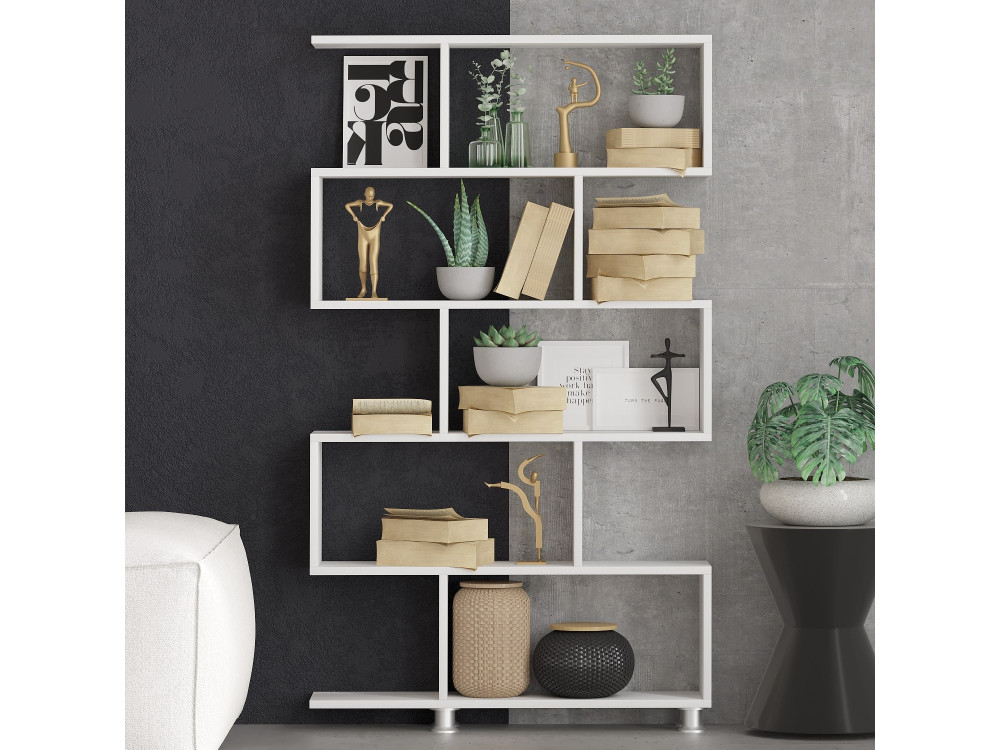 Nilüfer" wooden bookcase - 90 x 20 x 156 cm - White