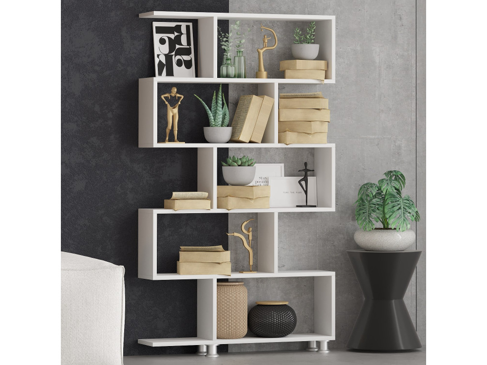 Nilüfer" wooden bookcase - 90 x 20 x 156 cm - White