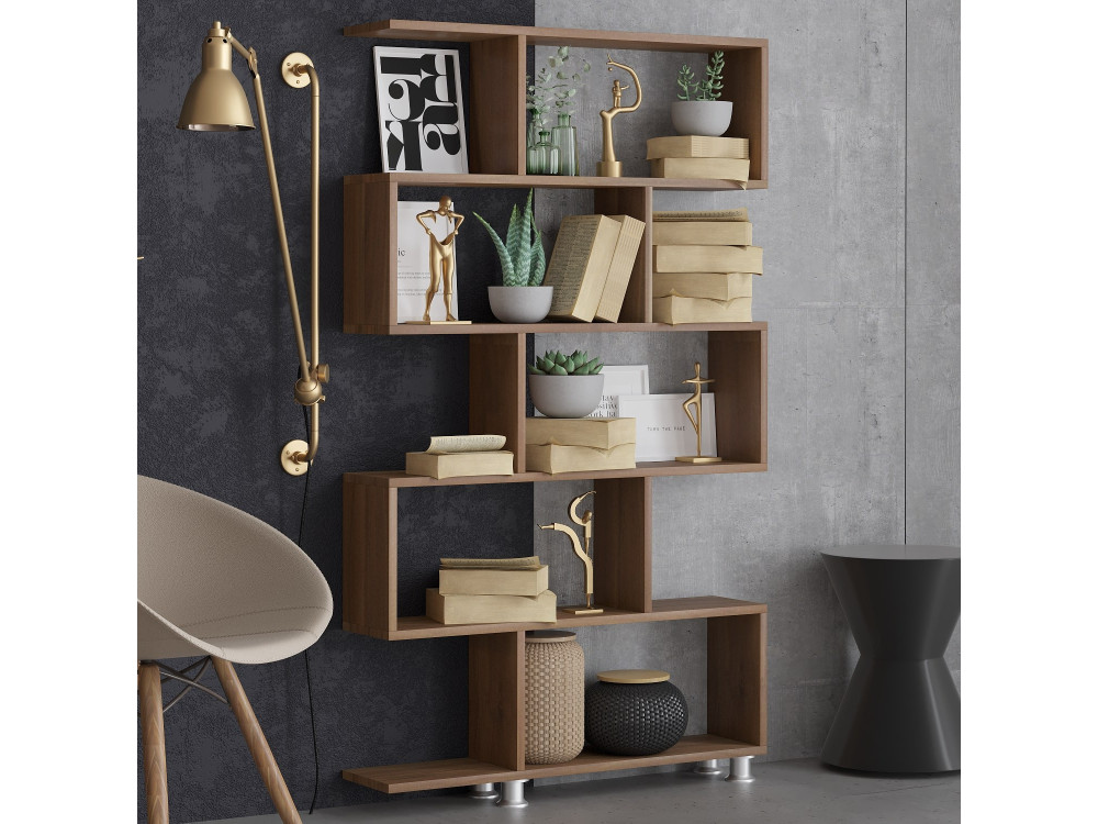 Nilüfer" wooden bookcase 90 x 20 x 156 cm - Walnut
