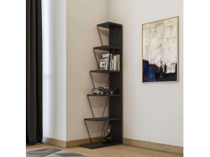 Melinos" wooden bookcase - 50 x 22 x 150 cm - Anthracite grey 2