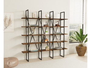 Wooden bookcase "Beylerbeyi" - 160 x 26 x 160 cm - WalnutBlack 2