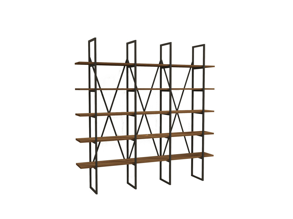 Wooden bookcase "Beylerbeyi" - 160 x 26 x 160 cm - WalnutBlack