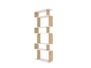 Bates" wooden bookcase - 60 x 19 x 160 cm - White oak