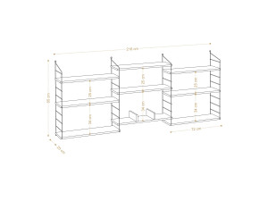 Laba" wooden bookcase - 216 x 20 x 85 cm - Oak