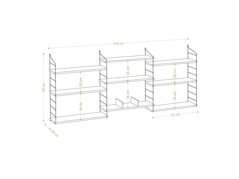 Laba" wooden bookcase - 216 x 20 x 85 cm - Oak