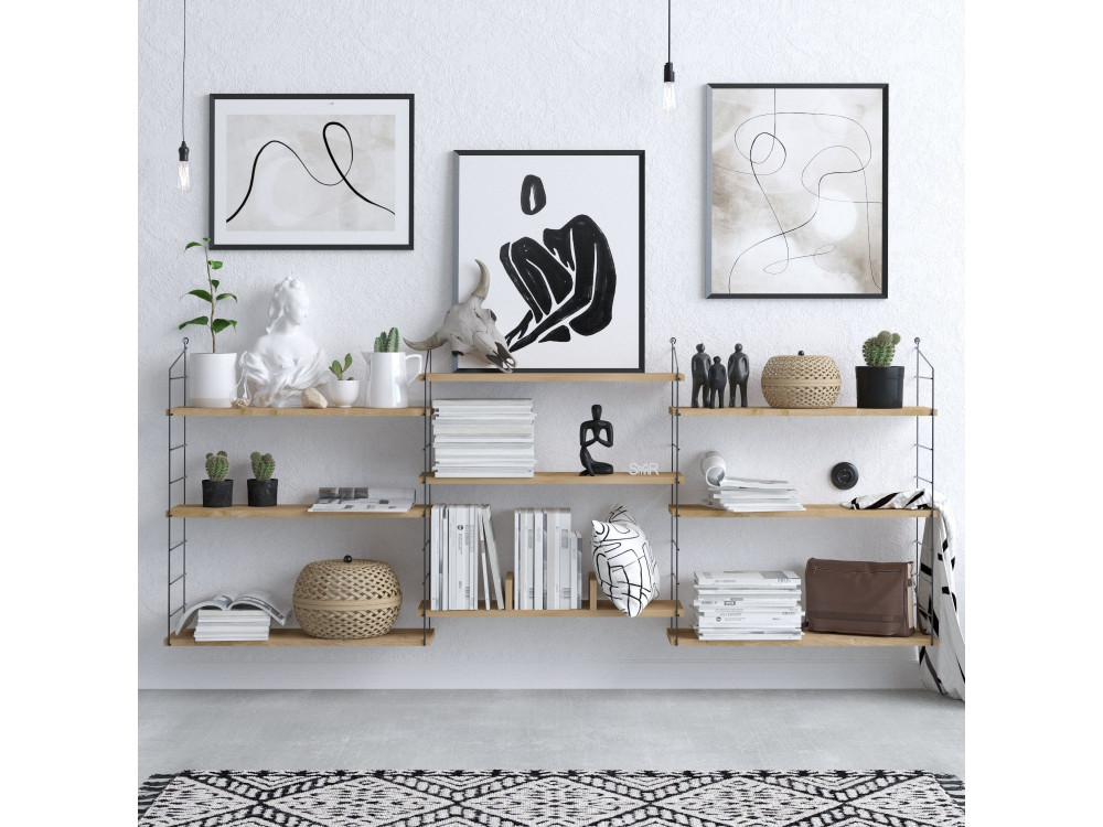 Laba" wooden bookcase - 216 x 20 x 85 cm - Oak