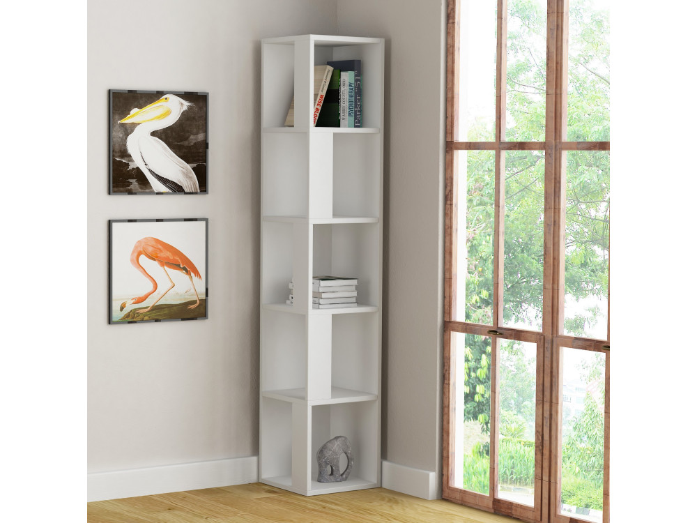 Piano" wooden bookcase - 34 x 34 x 161 cm - White