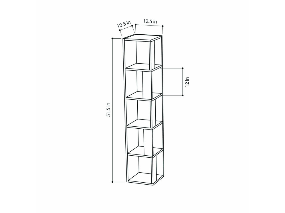 Piano" wooden bookcase - 34 x 34 x 161 cm - White
