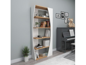 Selge" wooden bookcase - 63 x 23 x 150 cm - Atlantic PineWhite 2