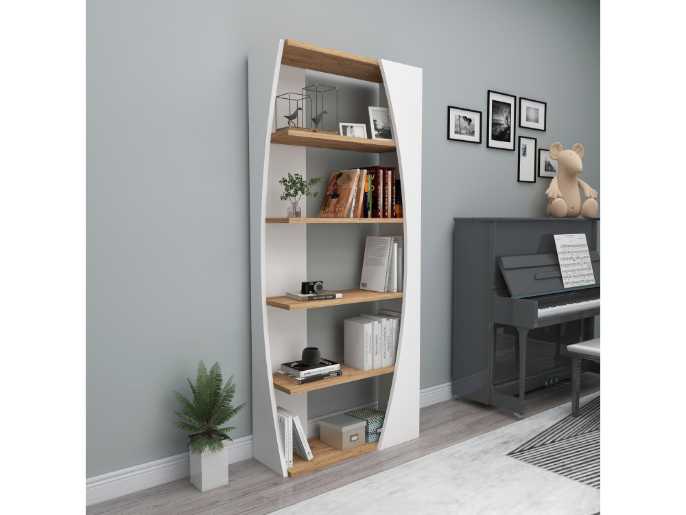 Selge" wooden bookcase - 63 x 23 x 150 cm - Atlantic PineWhite