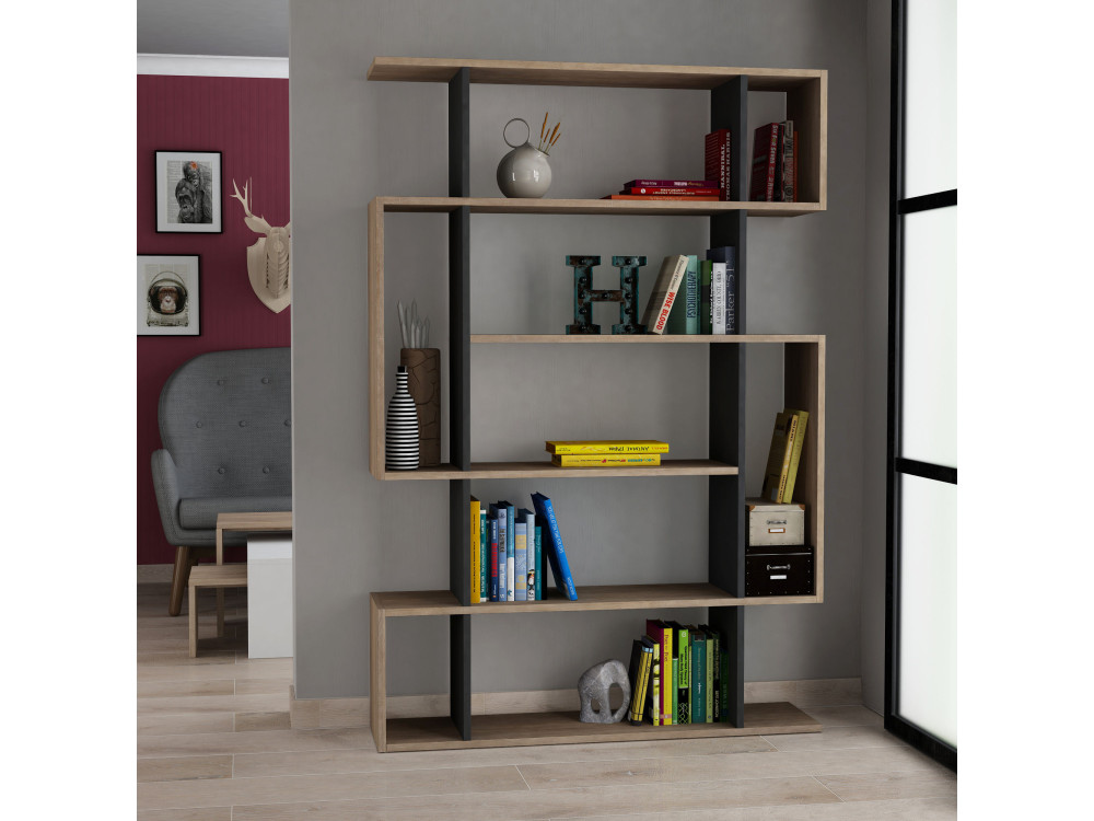 Mito" wooden bookcase - 110 x 25 x 161 cm - Sonoma OakAnthracite