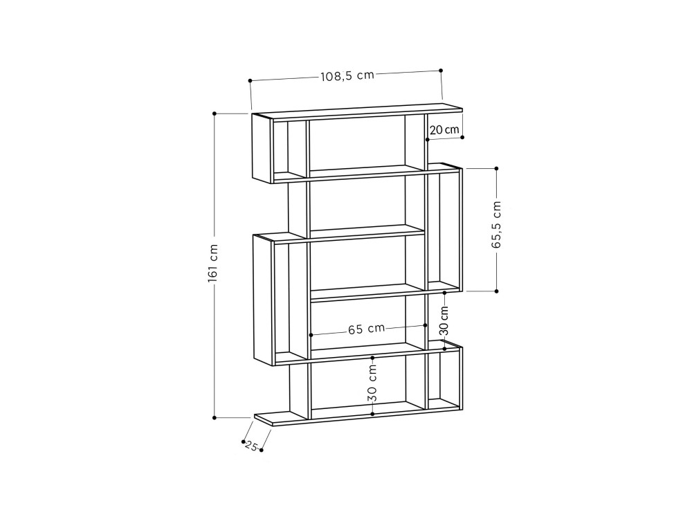 Mito" wooden bookcase - 110 x 25 x 161 cm - Sonoma OakAnthracite