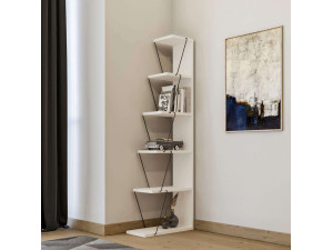 Ayder" wooden bookcase - 50 x 22 x 150 cm - White 2