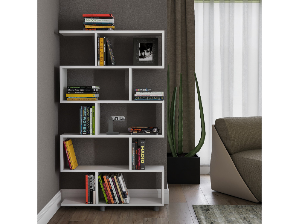 Elif" wooden bookcase 90 x 20 x 156 cm - White