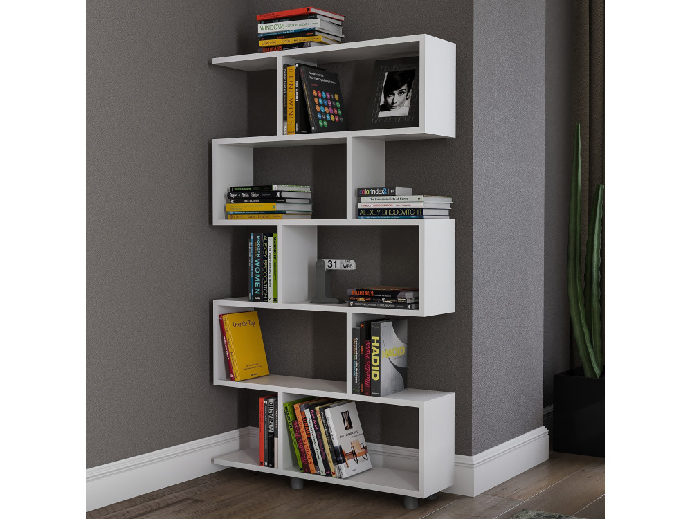Elif" wooden bookcase 90 x 20 x 156 cm - White