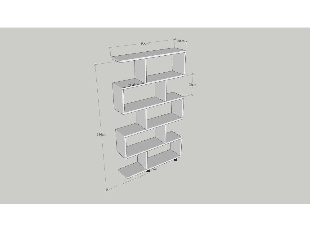 Elif" wooden bookcase 90 x 20 x 156 cm - White
