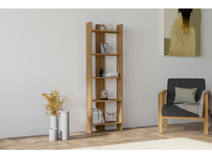 Virba" wooden bookcase - 52 x 22 x 149 cm - Walnut 2