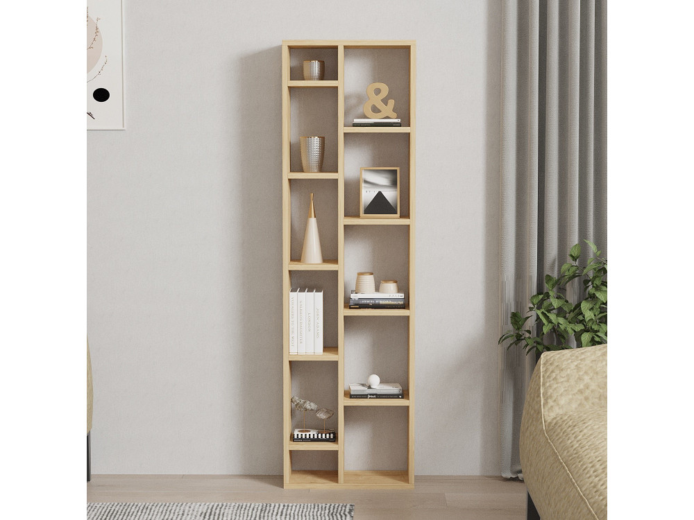 Tomi" wooden bookcase - 45 x 20 x 150 cm - Sapphire Oak